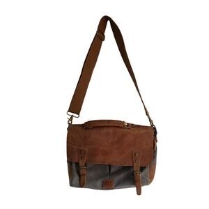 Vintage Langforth Leather and Canvas Messenger Bag